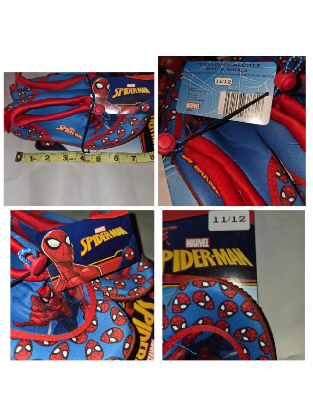 Boys Marvel Spider-Man Water Shoes Size 11 Blue and Red